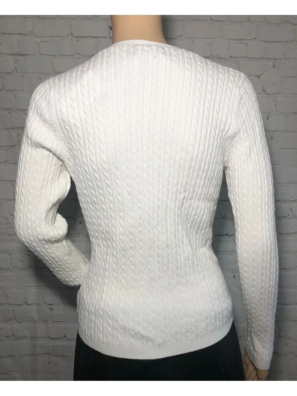 Lauren Ralph Lauren Petite White button down sweater P/P NWT $99